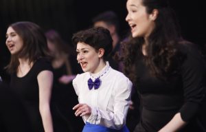 Jaynie Parmenter, winner of the best actress award, performs in a group number during dress rehearsal for the High School Musical Theatre Awards at Proctors Saturday, May 20, 2017. Videos HSMTA.