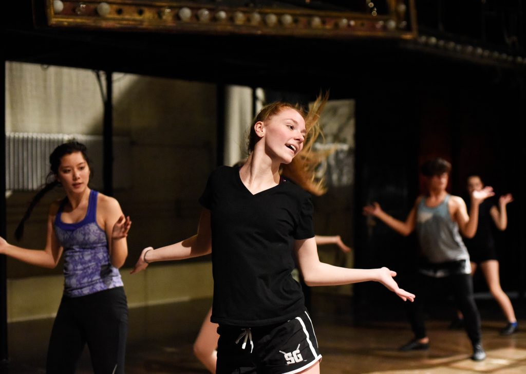 Amy Fuller learns a dance from Cabaret during a Master Class at Proctors Friday, May 12, 2017.