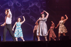 Annabelle Duffy, center, performs with fellow students from Albany High School perform a song from Hairspray during the 2018 High School Musical Theatre Awards at Proctors Saturday, May 19, 2018. Duffy won the award for  best actress.