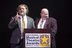 Proctors CEO Philip Morris and Times Union writer Steve Barnes talk during the 3rd Annual High School Musical Theatre Awards on the MainStage at Proctors Saturday, May 11, 2019.