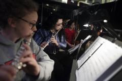 Broadway Camp: Musicians rehearse in the pit while actors sing on stage during rehearsal for Aida on Mainstage at Proctors Wednesday, August 1, 2018.