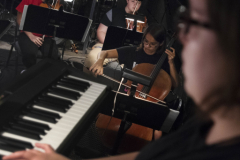 Broadway Camp: Musicians rehearse in the pit while actors sing on stage during rehearsal for Aida on Mainstage at Proctors Wednesday, August 1, 2018.