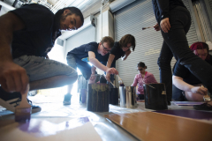 Broadway Camp Production students practice techniques in a scenic painting workshop at Proctors Monday, July 16, 2018.