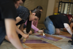 Broadway Camp Production students practice techniques in a scenic painting workshop at Proctors Monday, July 16, 2018.