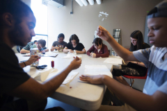 Broadway Camp: Production students learn sewing during a costumes workshop Wednesday, July 17, 2018.
