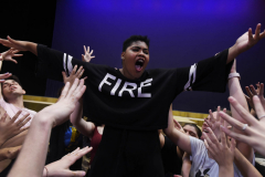 Broadway Camp students perform “Dance of the Robe” from Aida during rehearsal for the production Wednesday, July 25, 2018.