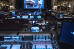 The MainStage house is filled with computers as Frozen creatives prepare for their North American Tour during tech at Proctors Tuesday, October 22, 2019. Photo credit: Kate Penn - Proctors