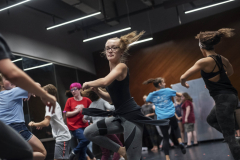 Natalie Kaye Clater, a member of the ensemble in the touring production of Hamilton, works with students in a dance masterclass in a weeklong Hamilton Intensive camp in The Addy dance studio at Proctors Tuesday, August 20, 2019. 
Photo by Kate Penn - Proctors