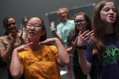 Broadway Camp Jr. students rehearse for their showcase during camp at Proctors Thursday, July 11, 2019.