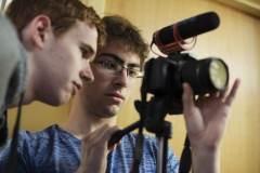 Filmmaking students shoot their creations in the dressing rooms at Proctors Friday, July 19, 2019.