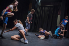 Stage Combat students practice stage fighting in the Addy theatre Wednesday, July 31, 2019.