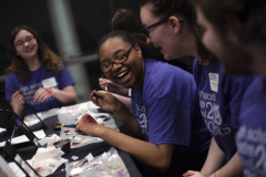 Students work with gory makeup in a Make-Up FX workshop during the High School Theatre Festival at Proctors Thursday, April 18 2019. Over 250 students from 12 school across the Capital Region came together at Proctors for the 5th annual High School Theatre Festival.